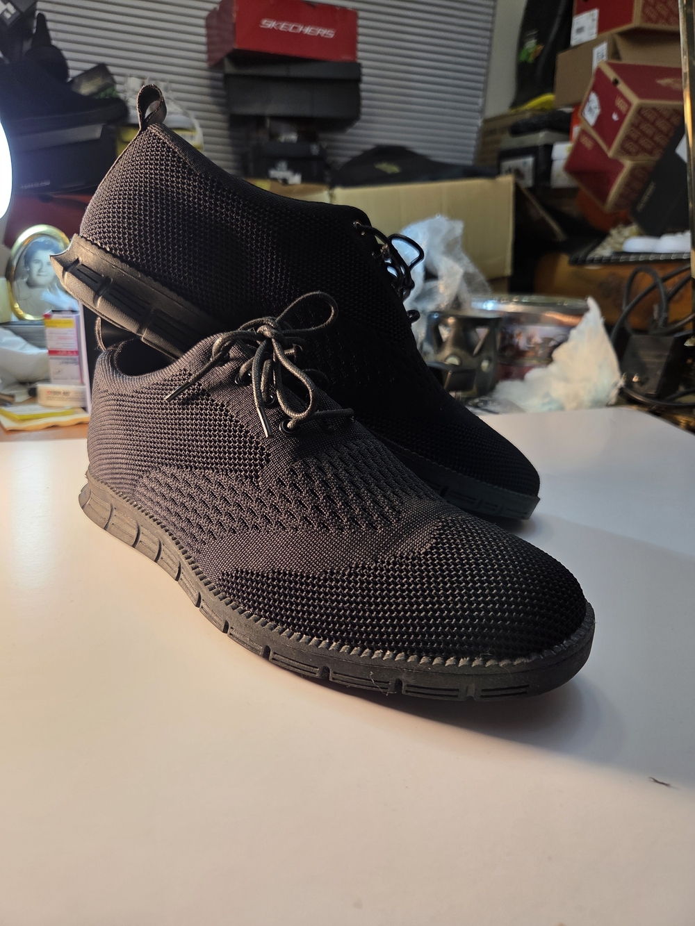 Men's Black Knit Lace-Up Sneakers